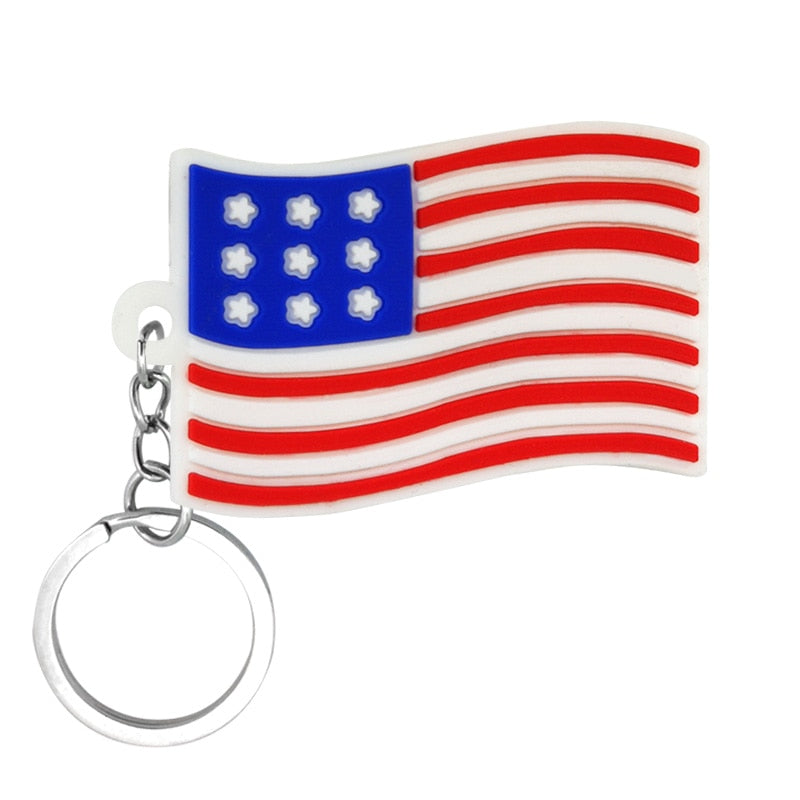 USA Flag of United States of America PVC Keyring Cute Cartoon Style Keychains