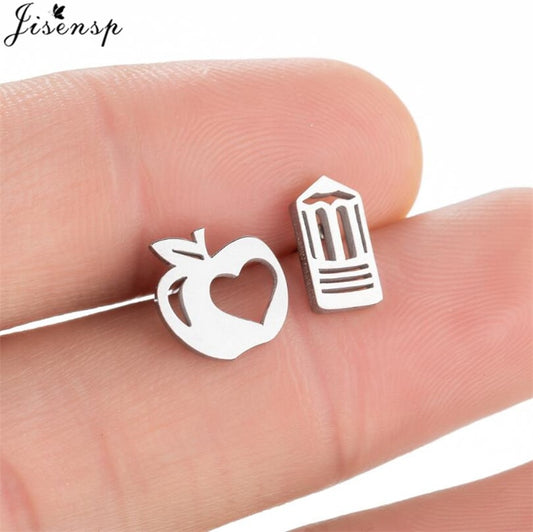Apple Stainless Steel Earrings Women Jewelry Small Studs Gifts Earring