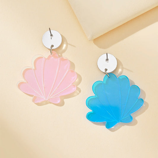 Holographic Shell Drop Earrings Women Travel Fashion Cartoon Earrings Creative