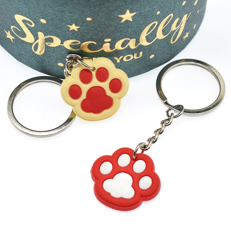 17 Styles Dog Cat Paw Cartoon Animal Keychain Party Gift Cute Keyring Cartoon