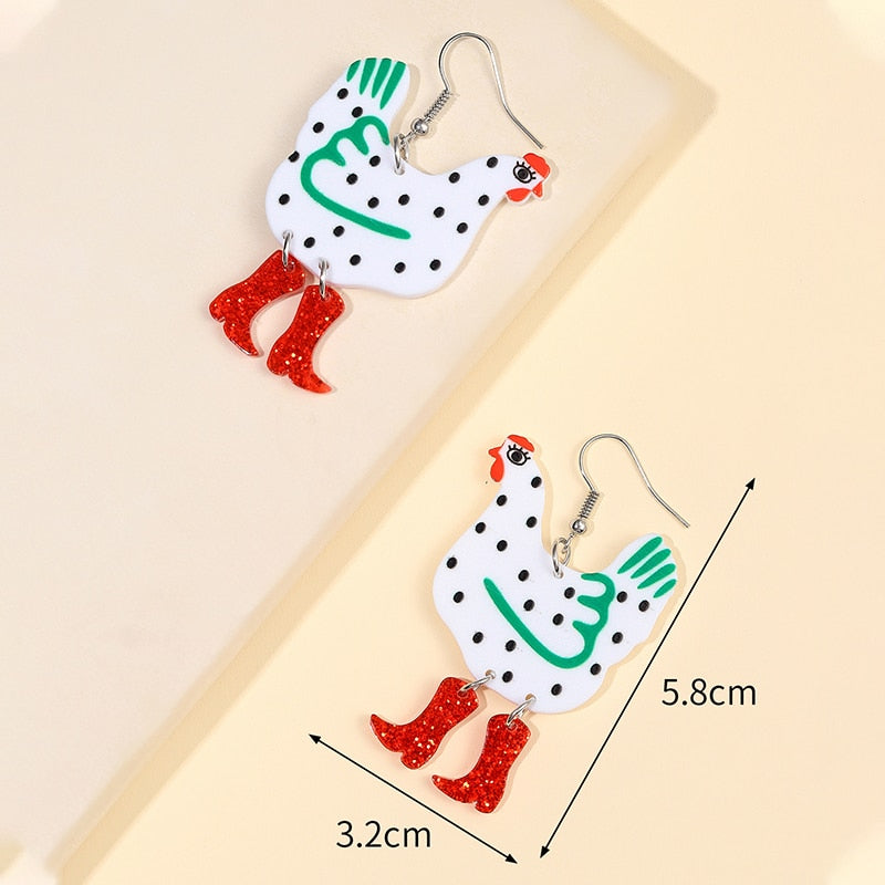 Chicken Boots Drop Earrings Women Travel Fashion Cartoon Earrings Creative