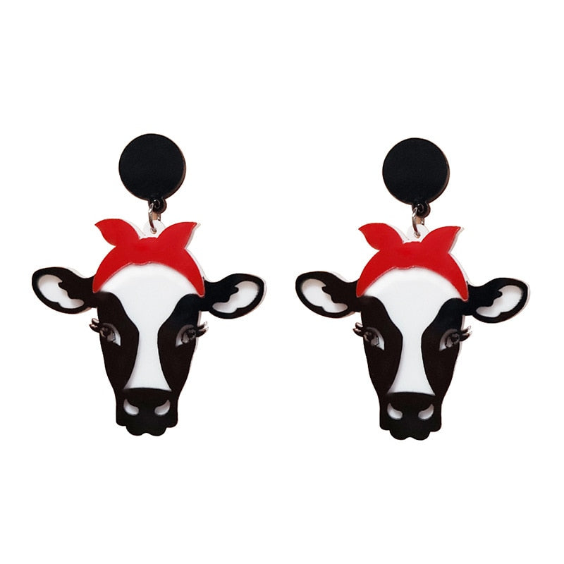 Acrylic Cow Drop Earrings Women Travel Fashion Cartoon Earrings Creative Jewelry