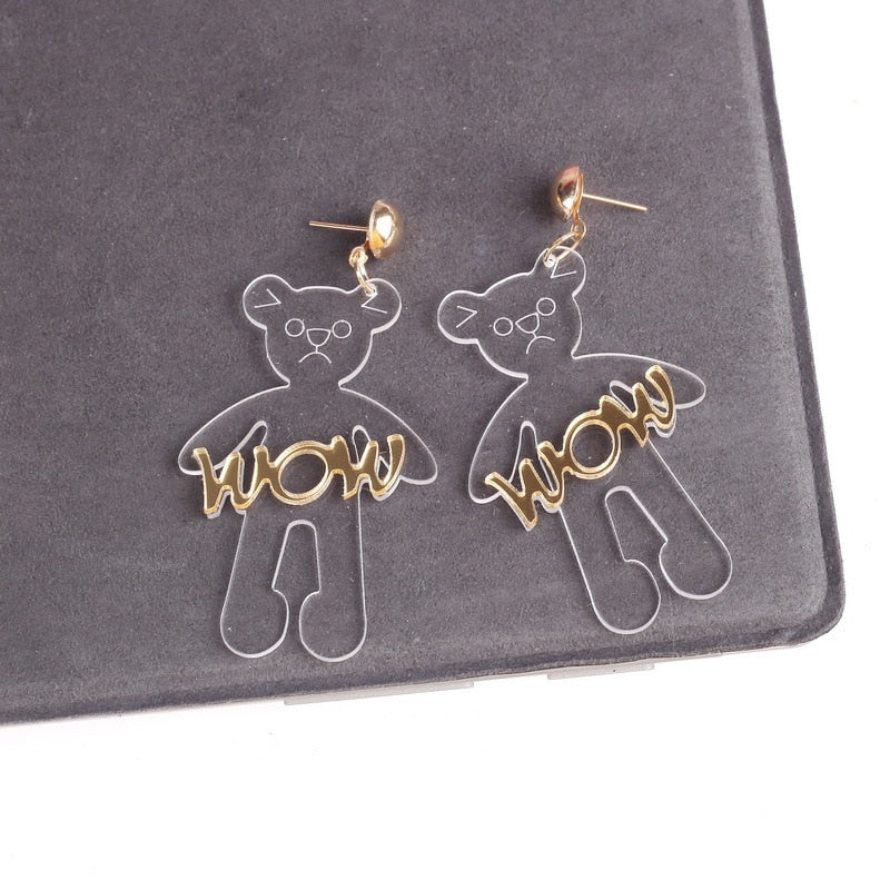 Wow Bear Drop Earrings Women Travel Fashion Cartoon Earrings Creative Jewelry