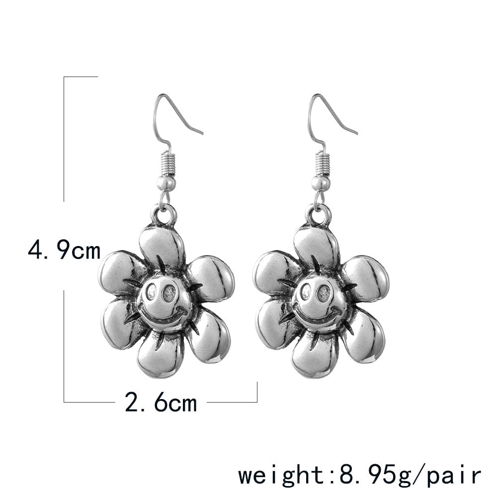 Gothic Vintage Cartoon FLower Dangle Earrings Charms Jewelry Fashion Creative