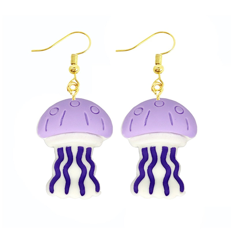 Purple Jellyfish Dangle Earrings Women Gifts Earring Cute Girls Eardrop Jewelry