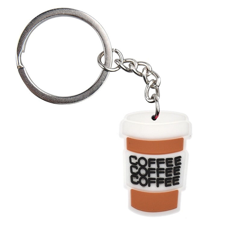 Coffee Coffee Cup keychain Cartoon Key Ring Anime Pendant Key Holder Art Gift