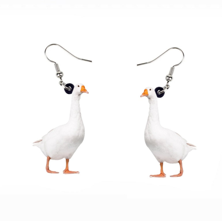 White Goose Drop Earrings Hip Hop Women Party Gift Jewelry Ear Fashion Pendant