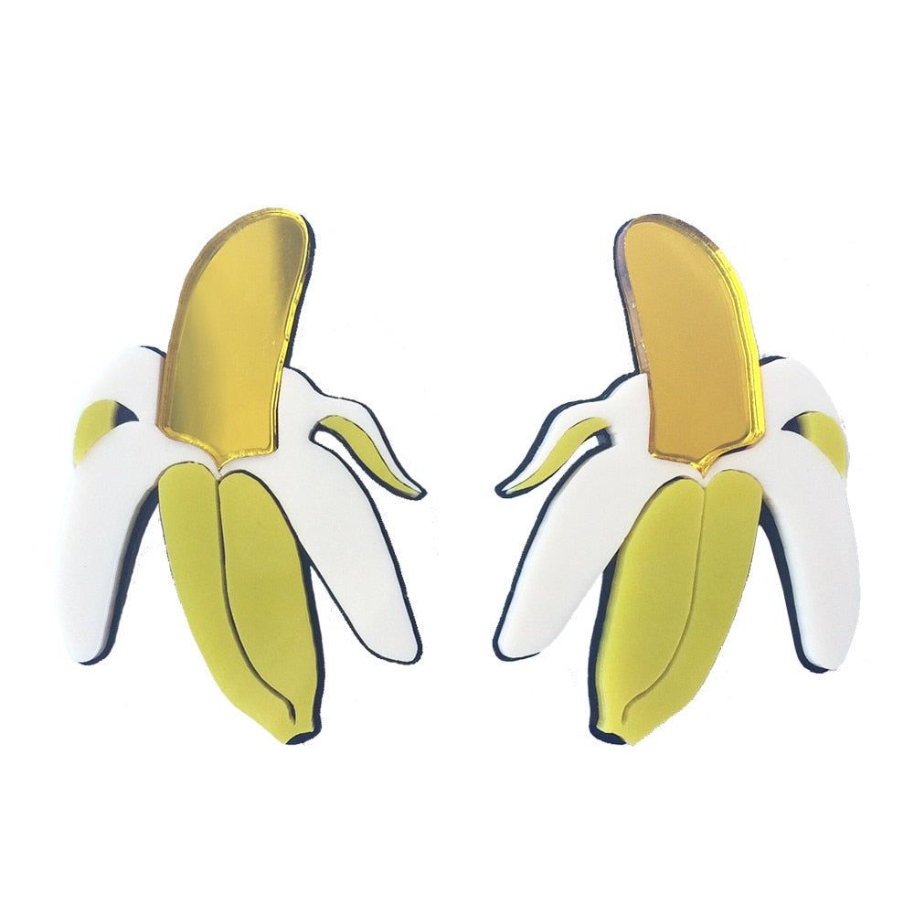 Open Banana Acrylic Drop Earrings Women Travel Fashion Cartoon Earrings Creative