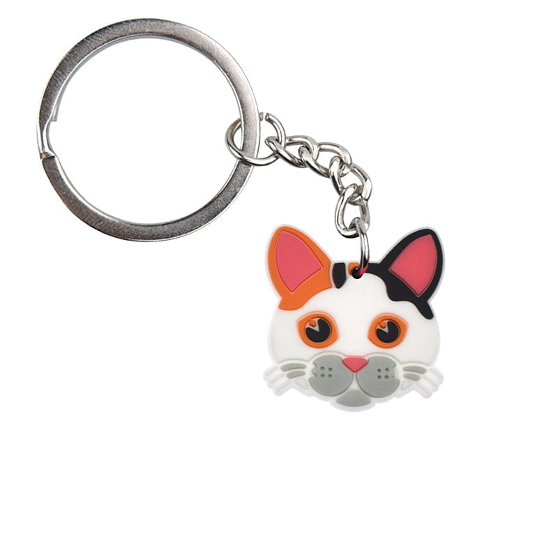 Cat Head Keychain Gift for Cat Owner Cartoon Creative Gift Key Holder Keyring