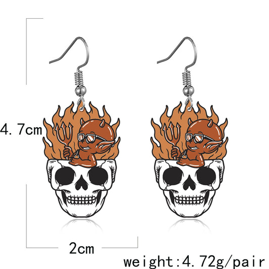 Creative Acrylic Skull Dangle Earrings Charms Jewelry Fashion Creative Earrings