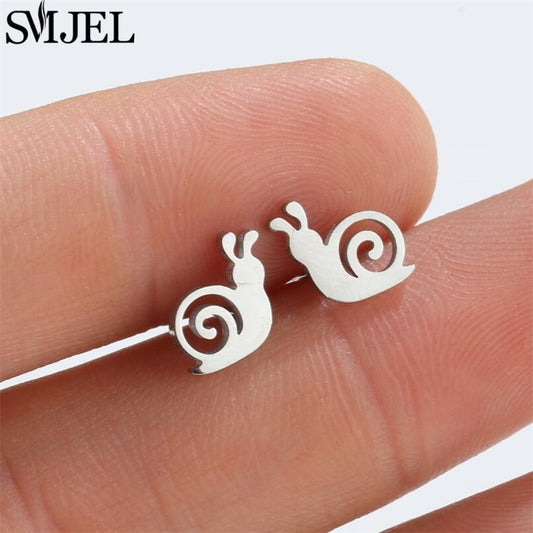 Snail Design Stainless Steel Earrings Women Jewelry Small Studs Gifts Earring