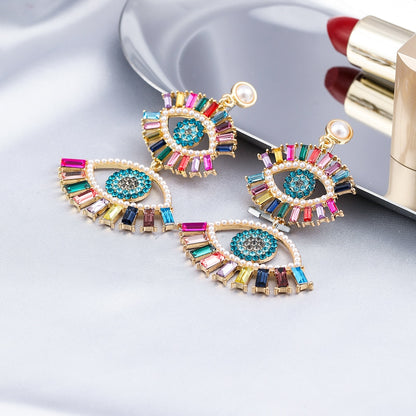 Colorful Eyes with Lashes Lady Cute Dangle Earrings for Women Jewelry Girls