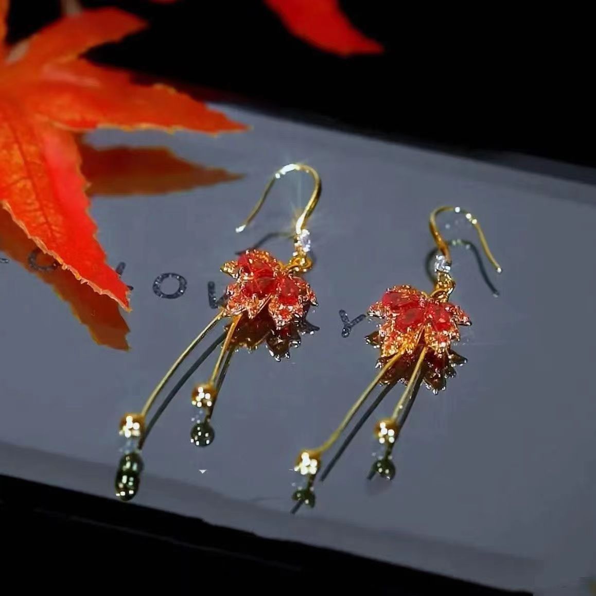 Maple Leaf Tassel Earrings Women Party Wedding Jewelry Dangle Gifts Earrings