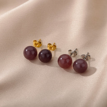 Bohemian Handmade Grape Color Natural Stone Beads Stud Earrings Women Travel