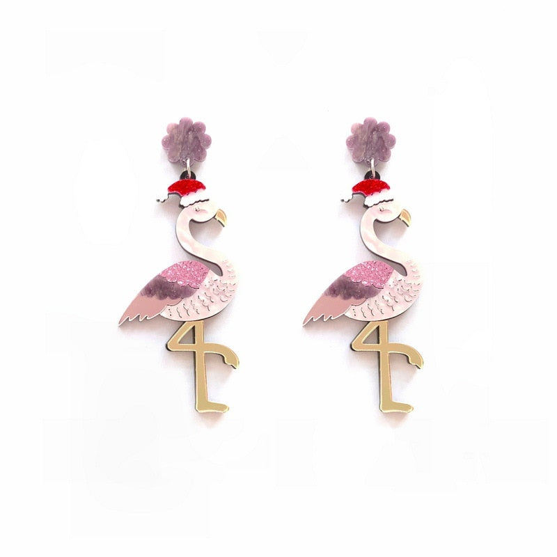 Holiday Flamingo Drop Earrings Women Travel Fashion Cartoon Earrings Creative