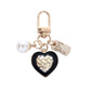 2 Styles Pearl Heart Pendant Keychain Women Key Ring Earphone Case Bag Charms
