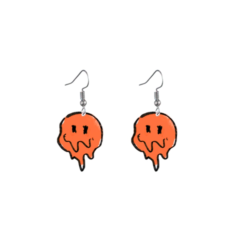 Creative Acrylic Orange Face Dangle Earrings Charms Jewelry Fashion Creative