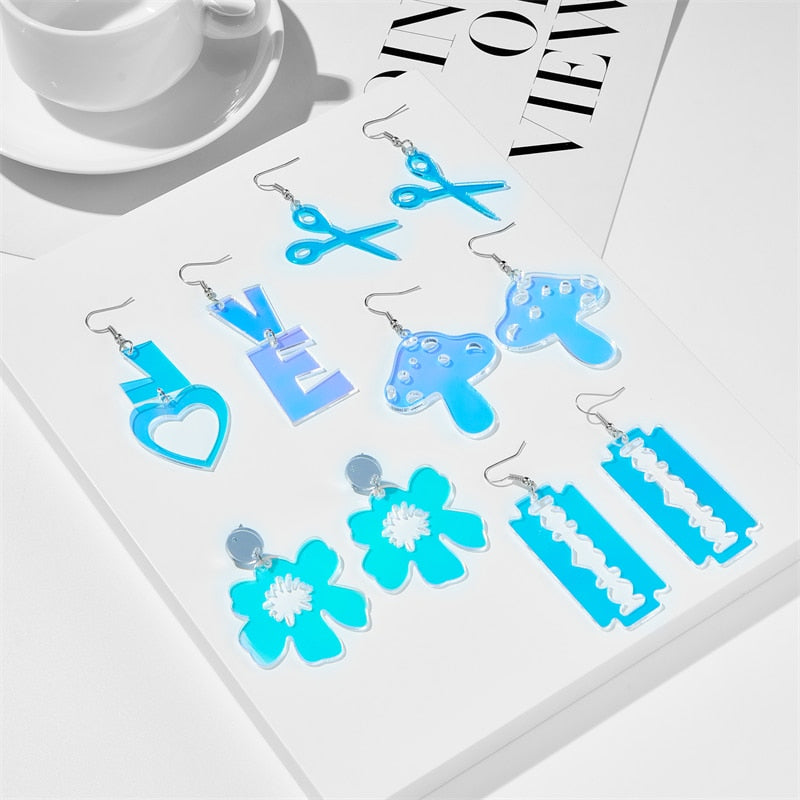 17 Styles Acrylic Iridescent Geometric Laser Dangle Earrings Women Travel