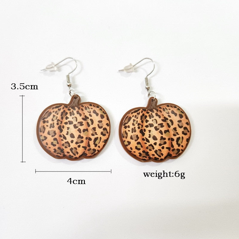 Classical Pumpkin Style Leopard print Drop Earrings Fashion Women Summer Party