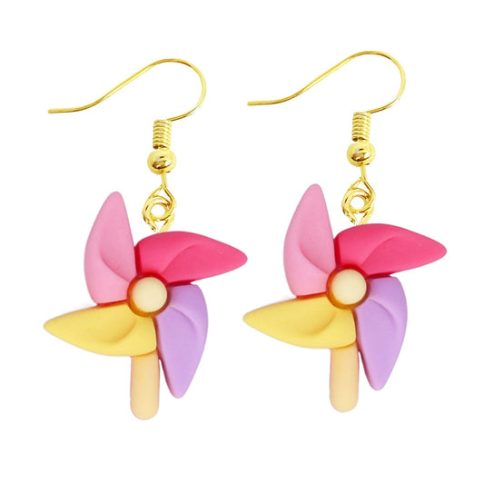 Creative Funny Design WInd Flower Drop Earrings Women Creativity Jewelry Cute