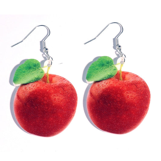 Apple Fruit Drop Earrings Women Creativity Jewelry Cute Earring Girls Gift