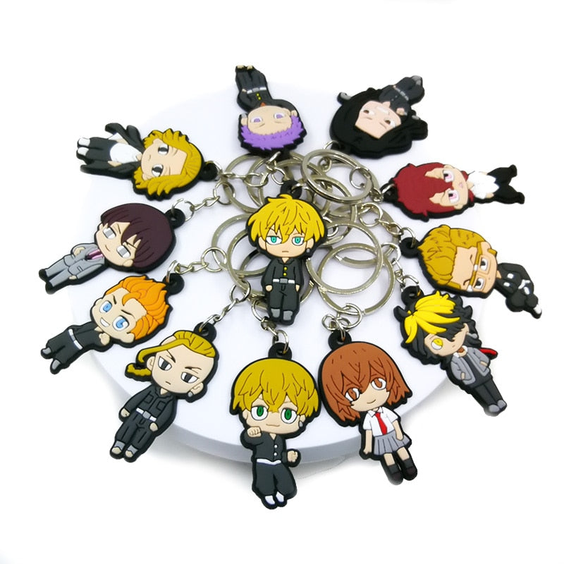 12 Styles PVC Anime Figure Keychain Key Ring Charms Keys Decoration Fit Boys Men