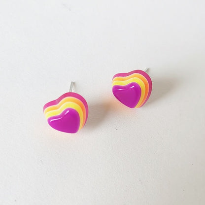 Resin Multicolor Heart Stud Earrings For Women Fashion Simple Girls Birthday
