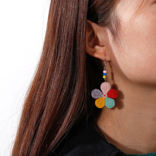 Multicolor Knitted Flower Drop Earrings Women Charms Earring Fashion Creative