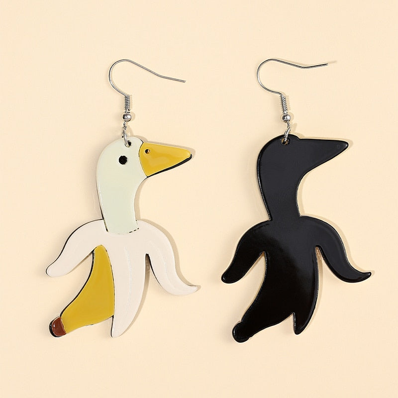 Banana Goose Drop Earrings Women Travel Fashion Cartoon Earrings Creative