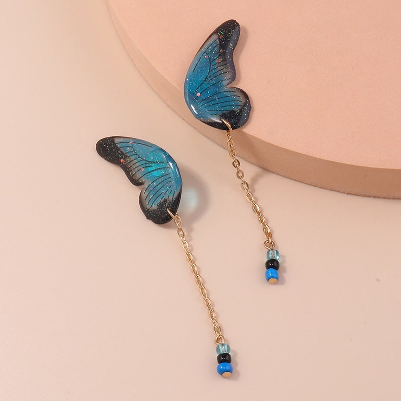 Blue Butterfly Wings Dangle Earrings for Girls Women Birthday Gift Lovely