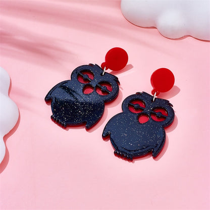 Glitter Owl Drop Earrings Female Travel Cartoon Earrings Creative Art Jewelry