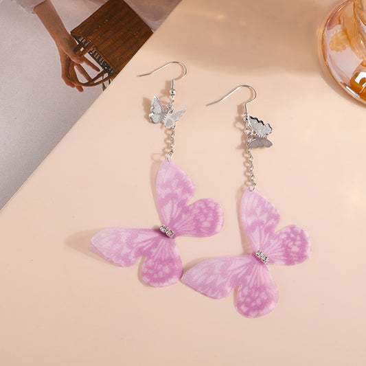 Pink Delicate Butterfly Drop Earrings Women Creativity Jewelry Cute Earring