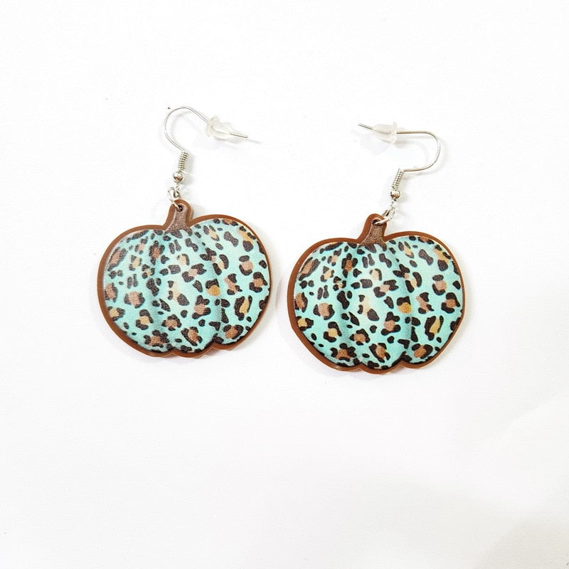 Blue Leopard Pumpkin Drop Earrings Fashion Women Summer Party Jewelry Girls