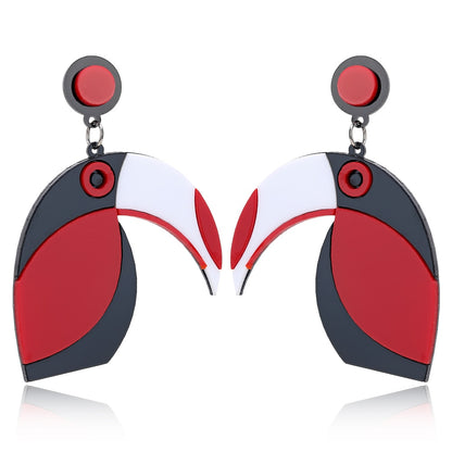 Red Bird Acrylic Drop Earrings Women Travel Fashion Cartoon Earrings Creative