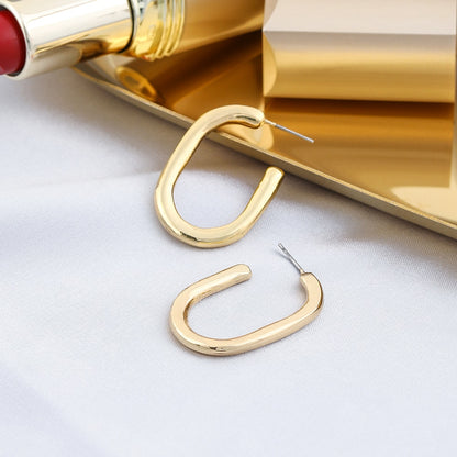 Oval Design Hoop Earrings Women Girl Fashion Trendy Jewelry Accessories