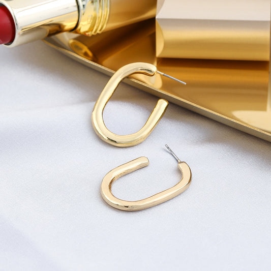 Oval Design Hoop Earrings Women Girl Fashion Trendy Jewelry Accessories