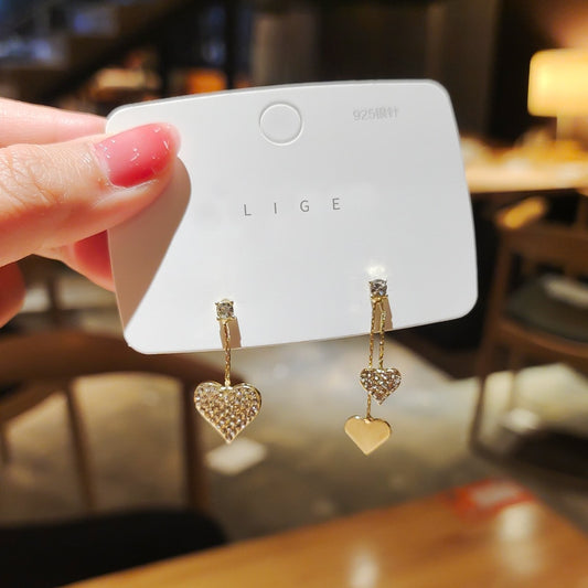 Mismatched Heart Drop Earrings Women Party Wedding Jewelry Dangle Gifts Earrings