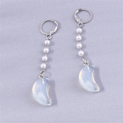 Moon Stone Pendant Drop Dangle Earrings Trendy Women Fashion Earrings Jewelry