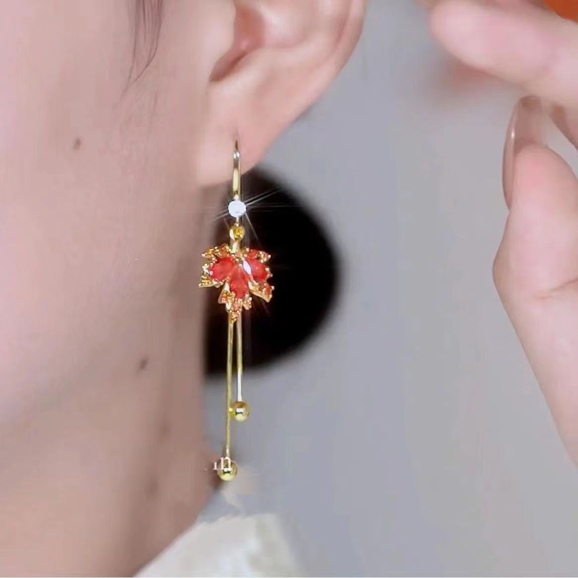 Maple Leaf Tassel Earrings Women Party Wedding Jewelry Dangle Gifts Earrings