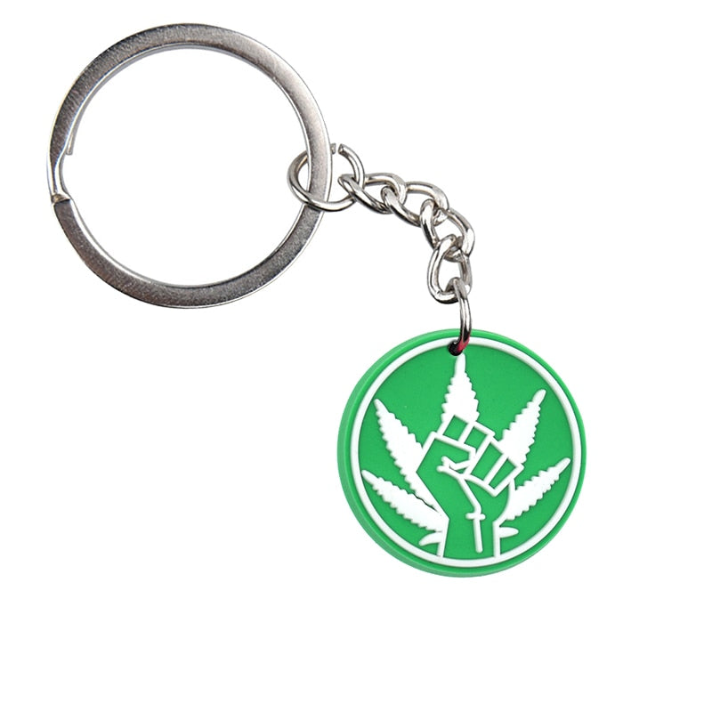 20 Styles Hemp leaf Soft PVC Keychain Smoke Green Rubber Key Ring Hiphop Pendant