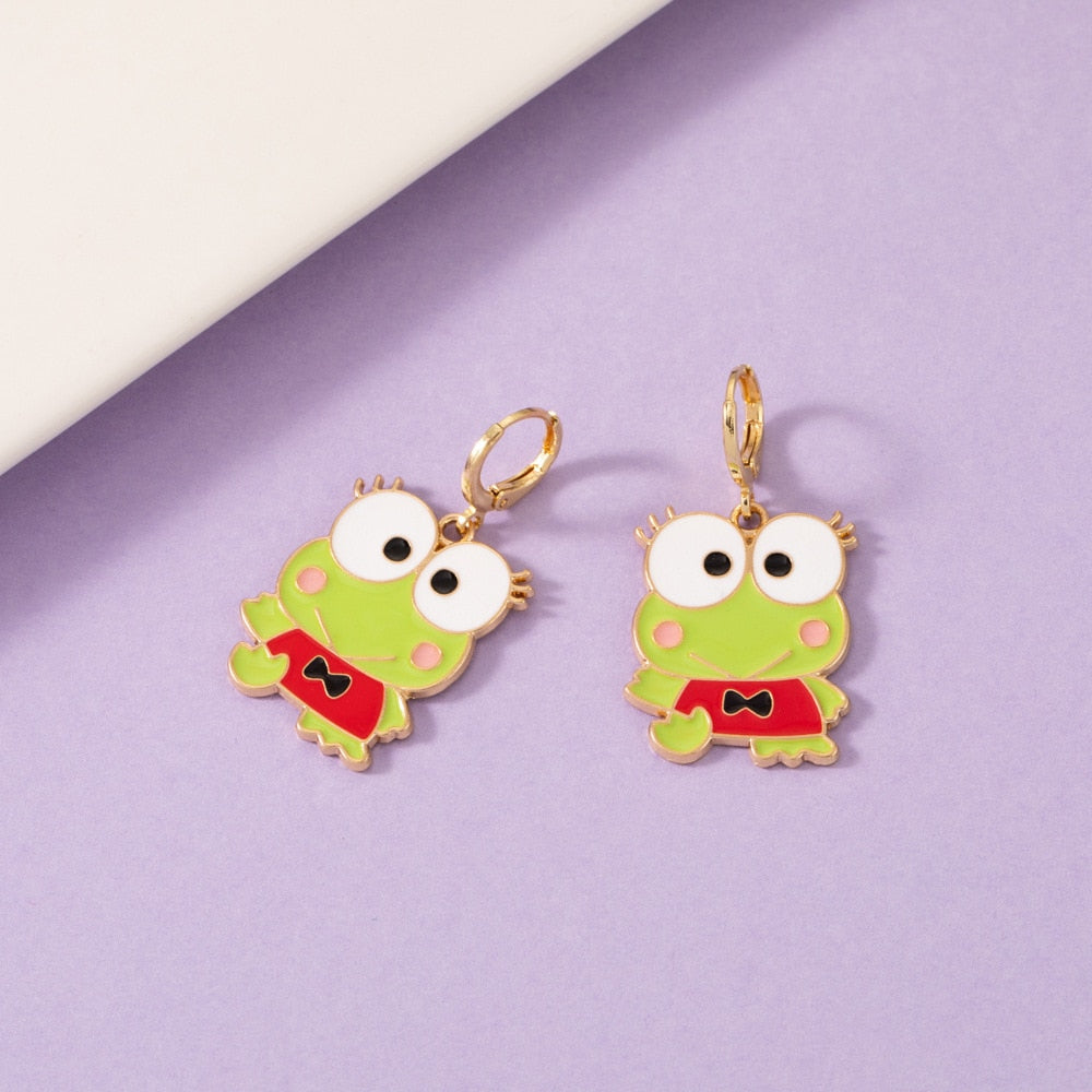 Frog and Apron Enamel Drop Earrings Cartoon Ear Pendants Accessories Women