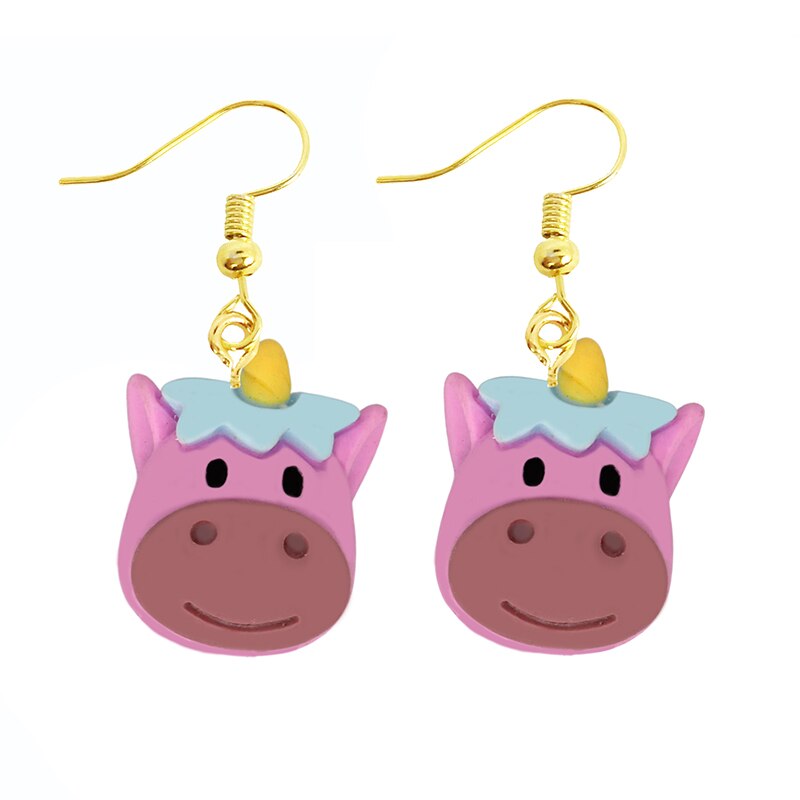 Purple Cow Dangle Earrings Women Gifts Earring Cute Girls Eardrop Jewelry
