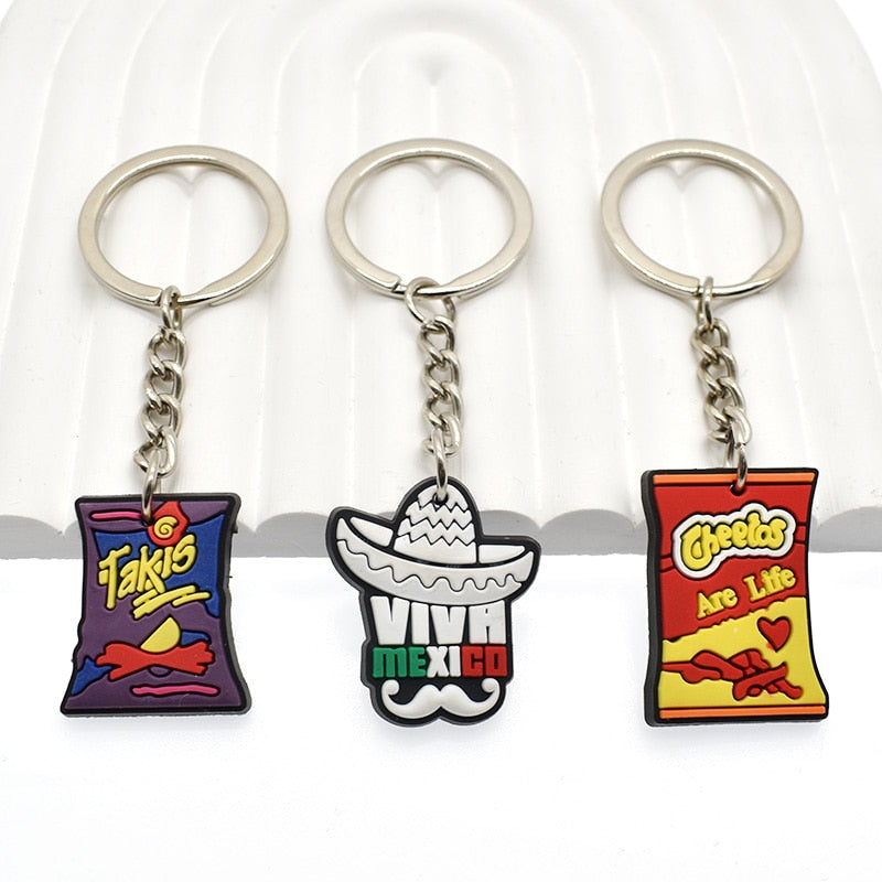 32 Styles Mexican food French Fries Keychain Cartoon Creative Gift Key Holder