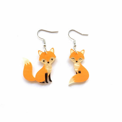 Acrylic Orange Fox Drop Charm Earrings For Women Girl Fashion Modern Jewelry