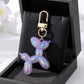 Holographic Purple Balloon Dog Animal Couple Keychains Key Ring For Women Men