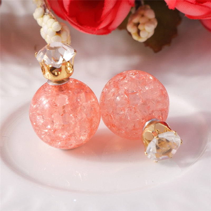 Colorful Crystal Ball Fashion Earrings Women Girls Stud Earrings Wedding Jewelry