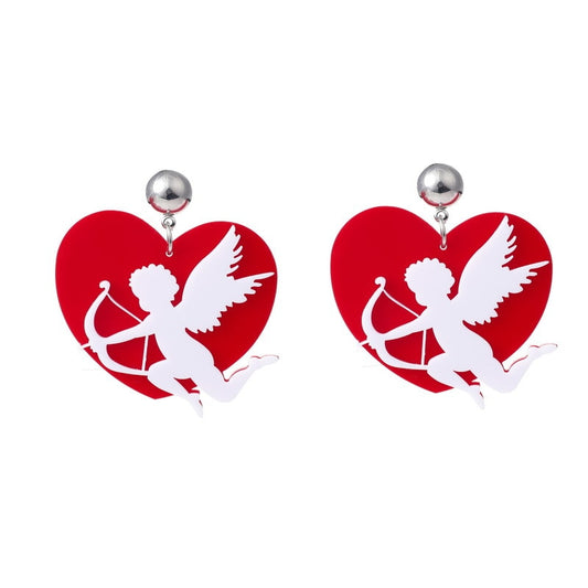 Heart Cupid Drop Earrings Women Travel Fashion Cartoon Earrings Creative Jewelry