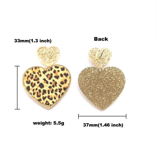 Leopard Pattern Heart Drop Dangle Earrings Trendy Women Fashion Earrings Jewelry