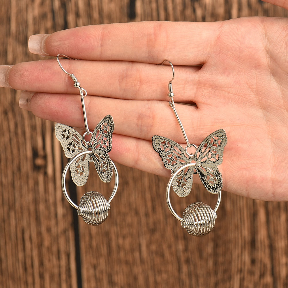 Butterfly and Spiral Drop Earrings Cartoon Ear Pendants Accessories Women