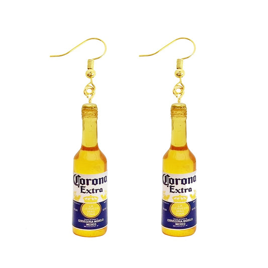 Beer Bottle Drop Earrings Women Art Fashion Cartoon Earrings Creative Jewelry